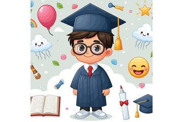 A Graduation boy Cartoon vector design, vector design, isolated on a white background