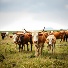 Herd of nelore cattle grazing in a pasture