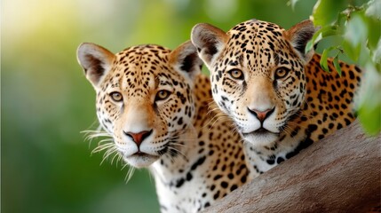 Fototapeta premium Two Jaguars Portrait - Wildlife Nature Conservation