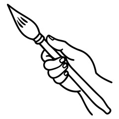 Artist Hand with Brush  Vector AI Line Art for Creative Heritage and Cultural Projects