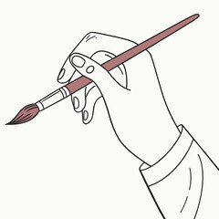Artist Hand with Brush  Vector AI Line Art for Creative Heritage and Cultural Projects