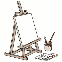 Easel with Canvas  Vector AI Line Art for Creative Heritage and Cultural Projects