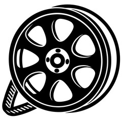 Obraz premium Film Reel Vector AI Line Art for Creative Heritage and Cultural Projects