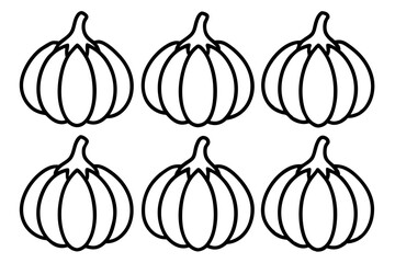 Pattypan Squash Icon Set - 6 Unique One-Line Vector Illustrations
