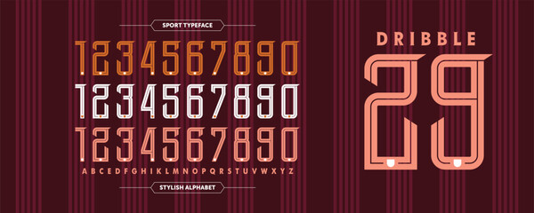 Dribble 29: a clean modern football jersey font with sleek inline number style. Designed for team uniforms, scoreboards, and sport-themed vector compositions.