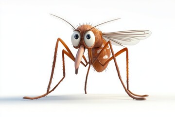 Fototapeta premium Mosquito isolated in 3d cartoon character on white background