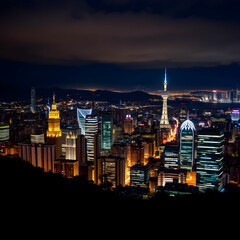 Illuminated city at night