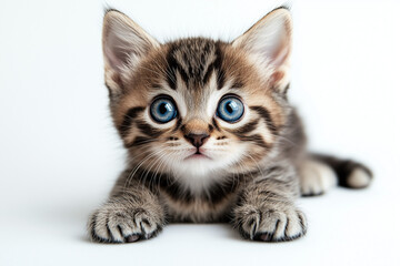 Obraz premium Cute Tabby Kitten with Striking Blue Eyes