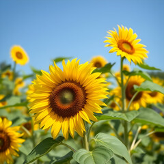 Sunflower natural background Sunflower blooming in spring