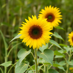 Sunflower natural background Sunflower blooming in spring