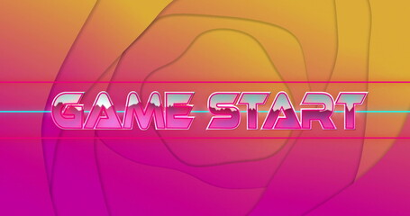 Glowing neon-styled 'GAME START' lettering shining over arcade backdrop, with neon light bars