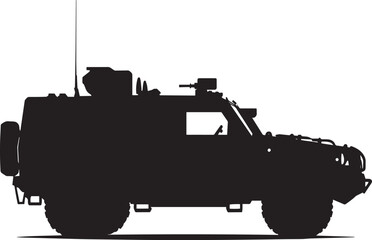Tactical Defense Unit A silhouette vector of an armored vehicle ready for protection.