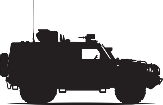 Tactical Defense Unit A silhouette vector of an armored vehicle ready for protection.
