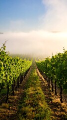 Naklejka premium Misty vineyard vista