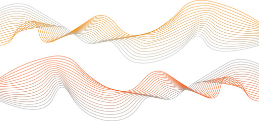 Modern Orange Line Wave Composition with Abstract Flowing Movement on White Background