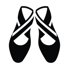 Stylized black ballet slippers stand poised, awaiting a graceful dance, transparent background