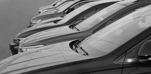 cars are in row. Official Dealer sale retail center, Motor Corporation is a Japanese automotive...