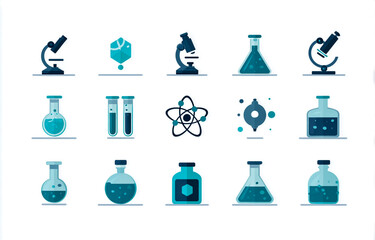 Science laboratory equipment isolated on white background in flat design