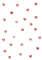 Watercolor seamless pattern with red heart on white background