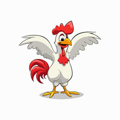 Happy cartoon chicken. Vector clip art illustration with simple gradients. All in a single layer.