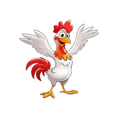 Happy cartoon chicken. Vector clip art illustration with simple gradients. All in a single layer.