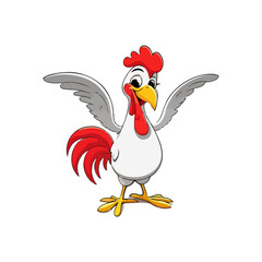 Happy cartoon chicken. Vector clip art illustration with simple gradients. All in a single layer.