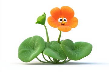 Naklejka premium Nasturtium isolated in 3d cartoon character on white background