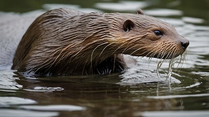 Animals like otters, beavers, crocodiles, herons, and turtles thriving in freshwater rivers, wetlands, and marshes. Capture movement, rippling water, and reflections.