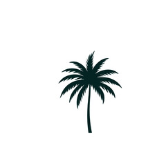 Single palm tree silhouette against a plain white background, ideal for minimalist designs