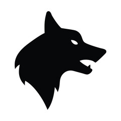 The silhouette shows a powerful wolf head looking right, isolated on a transparent background