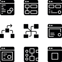 No-Code Platform Icons silhouette on white background