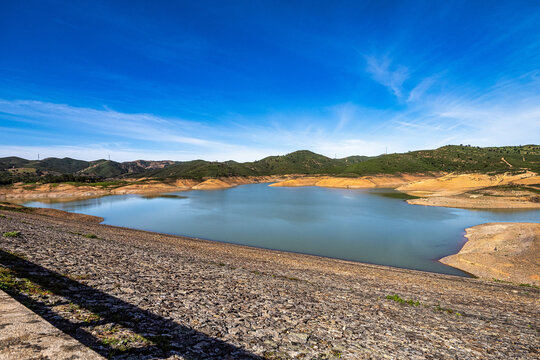 Albufeira da Barragem do Arade reservoir near Silves in the Algarve region of Portugal.
