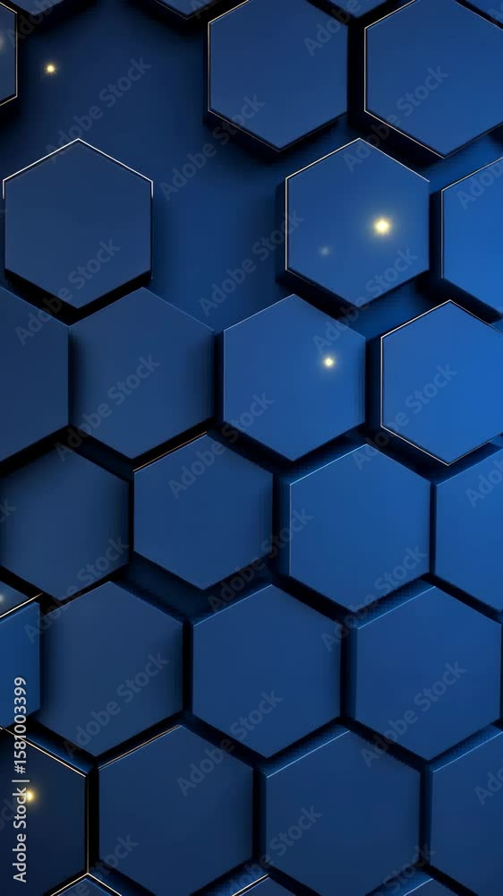 Poster a dynamic arrangement of blue hexagons presents a modern and visually striking pattern that captivat