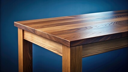 Close-up View of a Polished Wooden Table Corner, Showcasing Rich Grain and Craftsmanship