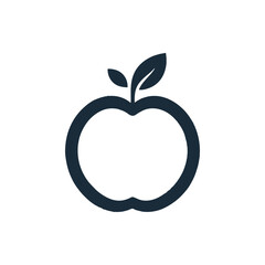 Simple illustration of an apple with a leaf, set against a plain background, ideal for educational use