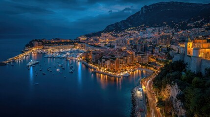 Aerial View of Illuminated City at Night.