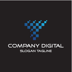 Modern Corporate Logo with Geometric Shapes and Digital Design

