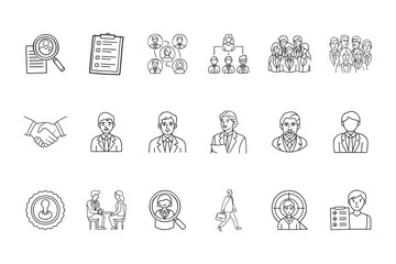 Comprehensive Human Resources Recruitment Icons for Modern Business Management
