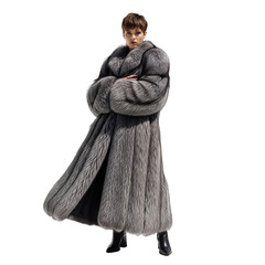 woman in fur coat