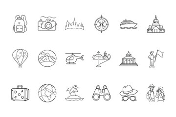 Modern Travel and Tourism Outline Iconset for Digital Vacation and Adventure Projects
