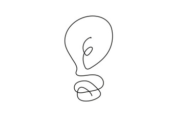 Light bulb illustration created with a single continuous line. A modern style symbolizing idea, innovation, and inspiration. Suitable for design, logos, presentations, and creative projects.