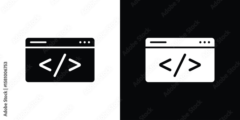 Wall mural web code icon symbol. simple, flat design for web and mobile app