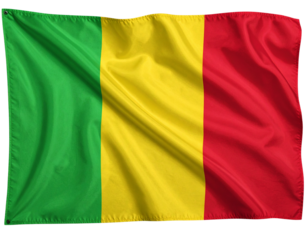  Mali Flag Waving Horizontally with Natural Fabric Folds, Medium Wind, isolated