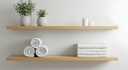 SpaBathroomLuxuryTowelsPlantsMinimalistShelvesDecor