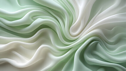 Obraz premium Elegant Flowing Sage Green and Cream Fabric Texture