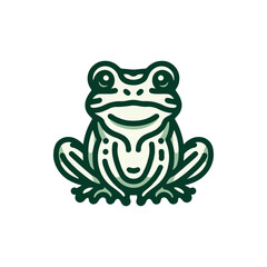 A vibrant green frog sitting calmly, surrounded by a serene natural environment