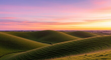 Obraz premium Beautiful Hills Under a Colorful Sky at Sunset