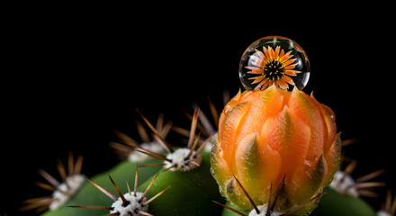 Cactus Flower Waterdrop Macro Photography Nature Beauty
