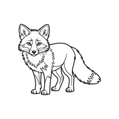 Fox Coloring Page – Cute Forest Animal Line Art Vector for Kids and Adults