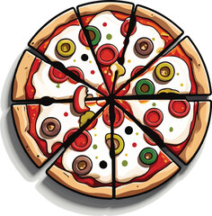 Delicious Pizza  Vector Illustration